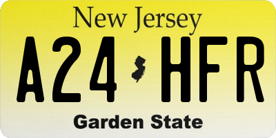 NJ license plate A24HFR