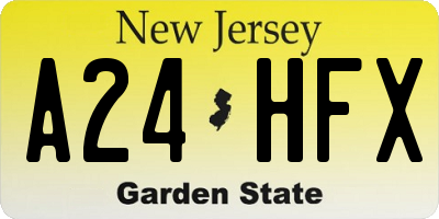 NJ license plate A24HFX