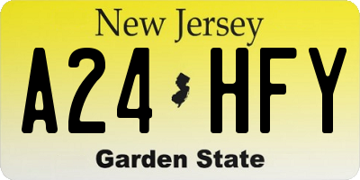 NJ license plate A24HFY