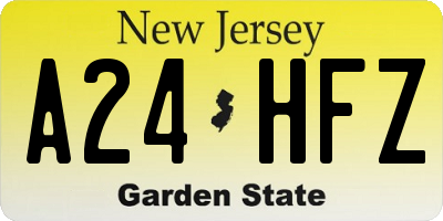 NJ license plate A24HFZ
