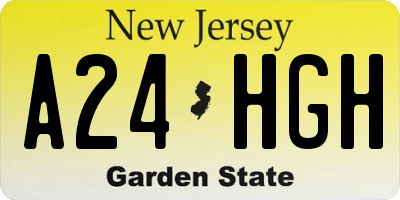 NJ license plate A24HGH