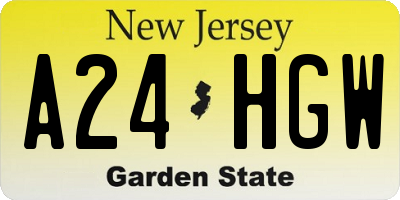 NJ license plate A24HGW
