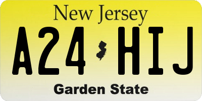 NJ license plate A24HIJ