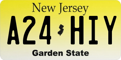 NJ license plate A24HIY