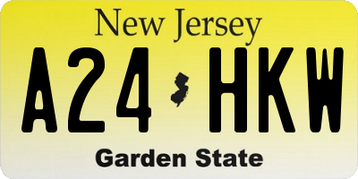 NJ license plate A24HKW