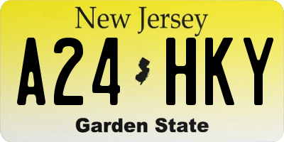 NJ license plate A24HKY
