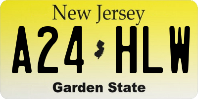 NJ license plate A24HLW