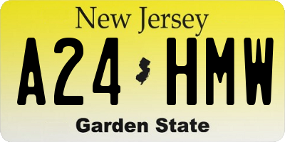 NJ license plate A24HMW