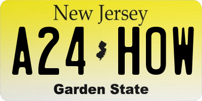 NJ license plate A24HOW