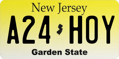 NJ license plate A24HOY