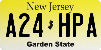 NJ license plate A24HPA