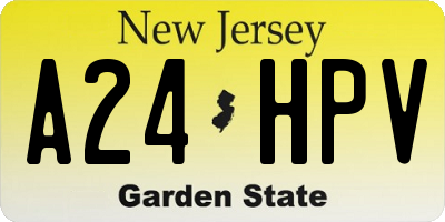 NJ license plate A24HPV