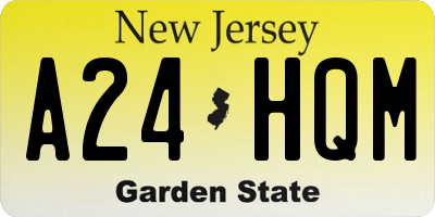 NJ license plate A24HQM
