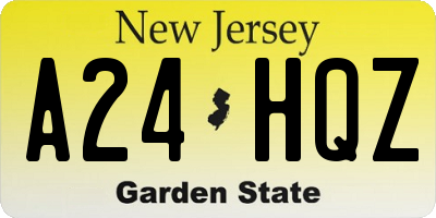 NJ license plate A24HQZ
