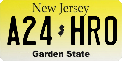 NJ license plate A24HRO