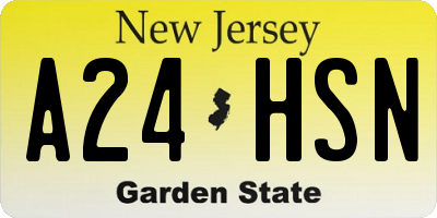 NJ license plate A24HSN