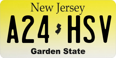 NJ license plate A24HSV