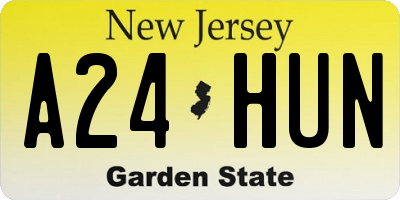 NJ license plate A24HUN