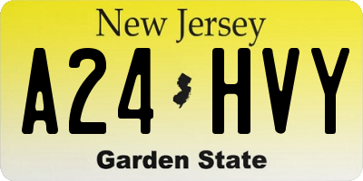 NJ license plate A24HVY