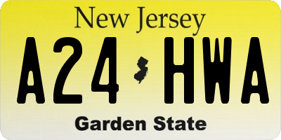 NJ license plate A24HWA