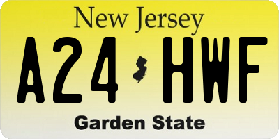NJ license plate A24HWF