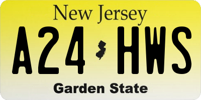 NJ license plate A24HWS