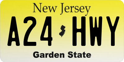 NJ license plate A24HWY