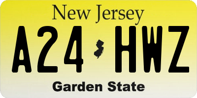 NJ license plate A24HWZ