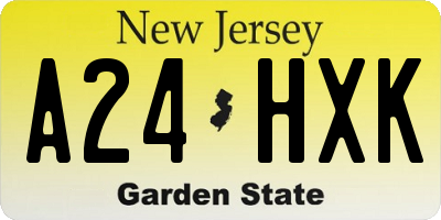 NJ license plate A24HXK