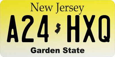 NJ license plate A24HXQ