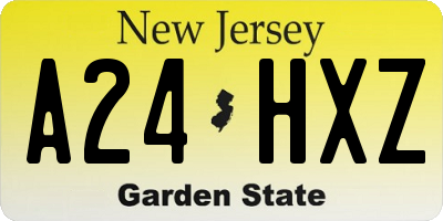 NJ license plate A24HXZ