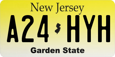 NJ license plate A24HYH