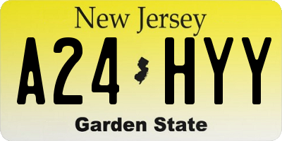 NJ license plate A24HYY