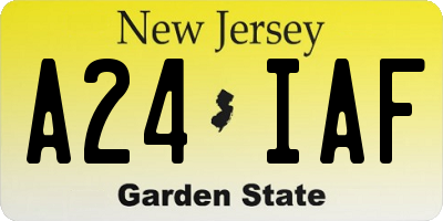 NJ license plate A24IAF