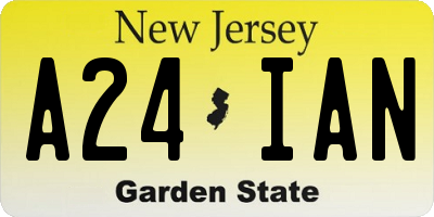 NJ license plate A24IAN