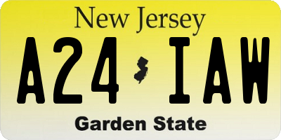 NJ license plate A24IAW