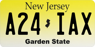 NJ license plate A24IAX