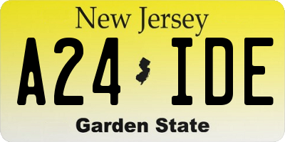 NJ license plate A24IDE