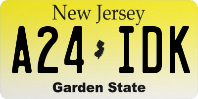 NJ license plate A24IDK