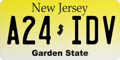 NJ license plate A24IDV