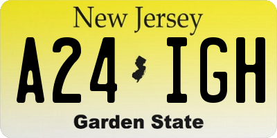 NJ license plate A24IGH