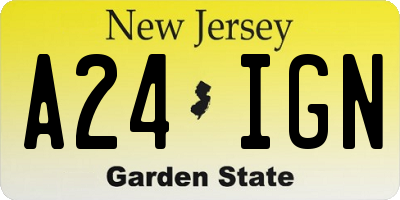 NJ license plate A24IGN