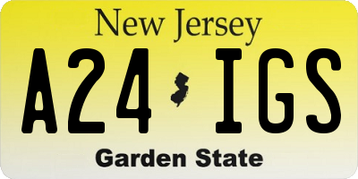 NJ license plate A24IGS