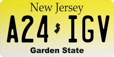NJ license plate A24IGV