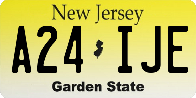 NJ license plate A24IJE