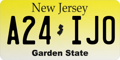 NJ license plate A24IJO