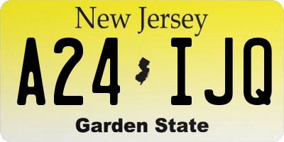 NJ license plate A24IJQ