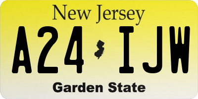 NJ license plate A24IJW