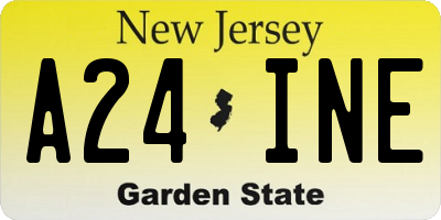 NJ license plate A24INE