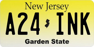 NJ license plate A24INK